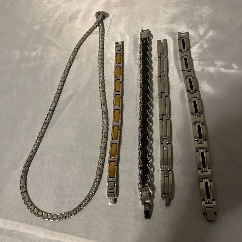 Men’s stainless steel necklace and bracelets